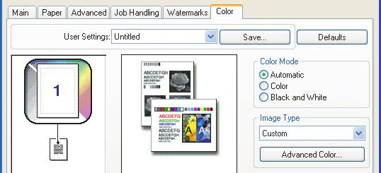 SELECTING COLOUR SETTINGS TO MATCH THE IMAGE TYPE (Advanced Colour) Preset colour settings are available in the machine's printer driver for various uses.