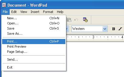 1 PRINTING FROM WINDOWS BASIC PRINTING PROCEDURE The following example explains how to print a document from "WordPad", which is a standard accessory program in Windows.