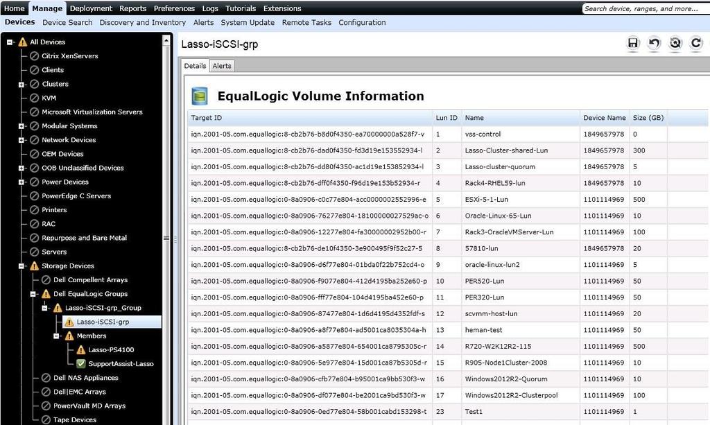 Figure 7 Dell EqualLogic Group Device Inventory II Controller Information Lists the