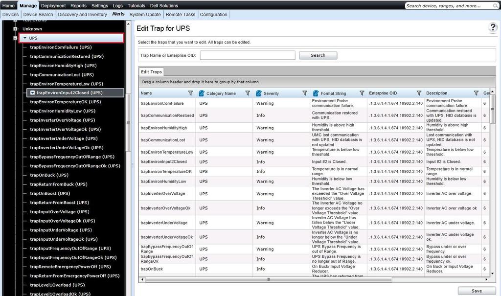 Figure 37 Alert Sources for Dell UPS 7.4 Configuring Alert Actions Alert actions occur on all alerts received in the OpenManage Essentials console.