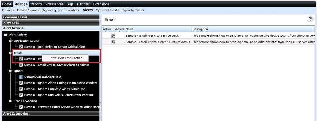 Figure 38 Configuring Email Alert Action 7.