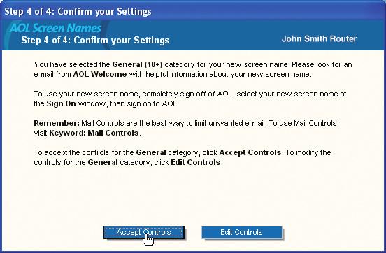 The Select a Parental Controls setting window will appear.