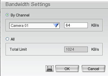 - Network Bandwidth Limit By Channel: Set the network bandwidth by