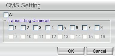 - Send to CMS (Central Management System) Enable/disable the selected camera to send video to CMS when the alarm is activated. Beside the Send to CMS check box, click Detail.