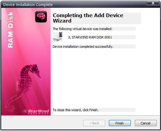 6. On the last step of the New Device Installation Wizard, confirm the installation results.