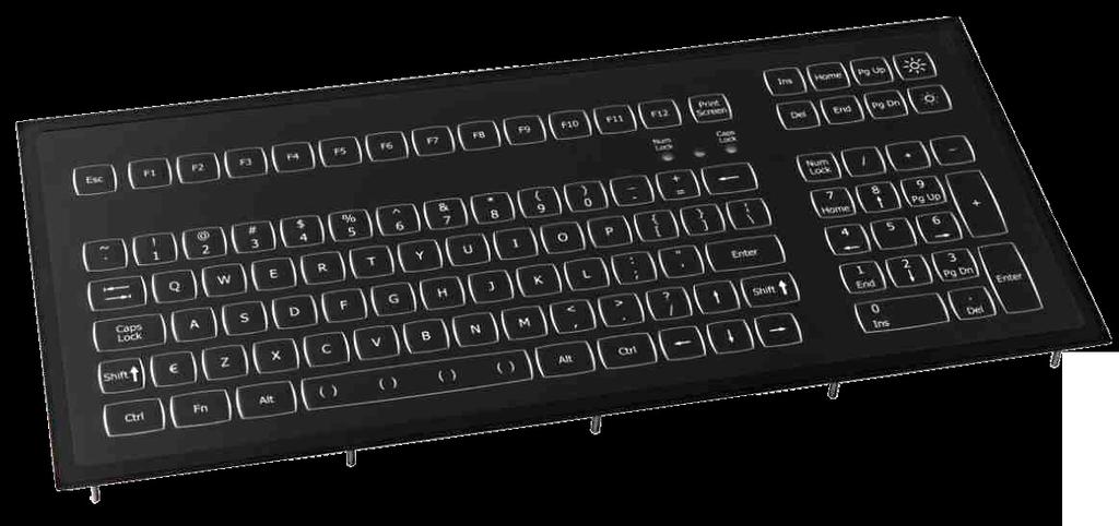 This Duralight 103 key backlit NSI keyboard keyboard has a multifunctional layout with separate numerical- and control keypads.