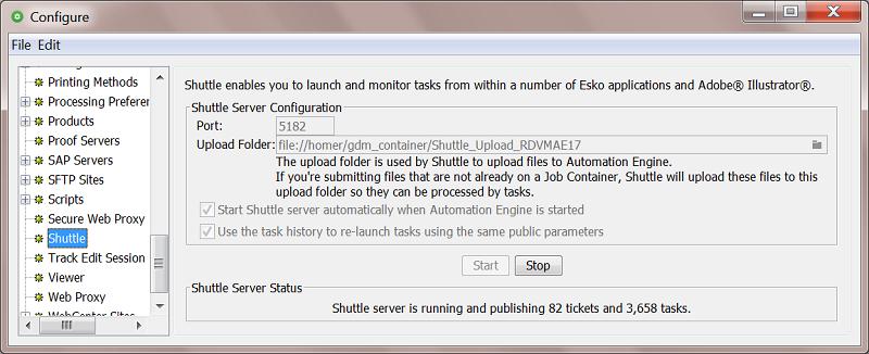 3 3. Shuttle Setup 3.1 Configuring Shuttle in Automation Engine 1. In the Pilot, go to Tools > Configure. 2. Select Shuttle in the left pane. 3. Enter the Port to use for communication between your Automation Engine server and the Shuttle clients.