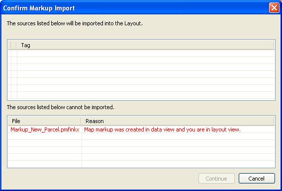 ) The Confirm Markup Import dialog box appears.