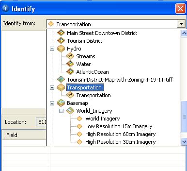 Click the Identify Tool 3. Click on the road on the map. 4. The identify window now appears. 5.