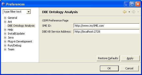 4. The Interface of the Ontology Analysis Tool The Ontology Analysis Tool has been developed as an Eclipse plug-in into the DBE Studio environment.