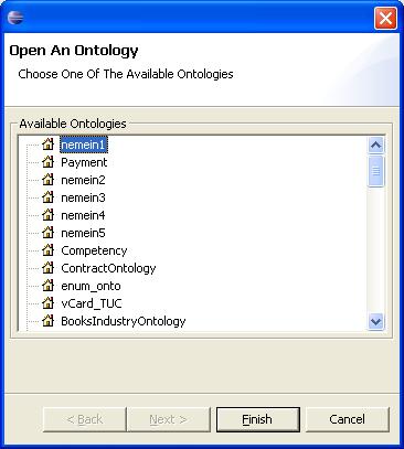 Figure 28: Open an ontology from the DBE Knowledge Base Save a diagram or all diagrams of an ontology locally.