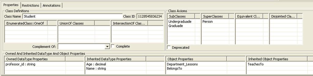 The users can specify some special properties about the active ontology by clicking with the left mouse button in the empty area of a diagram.