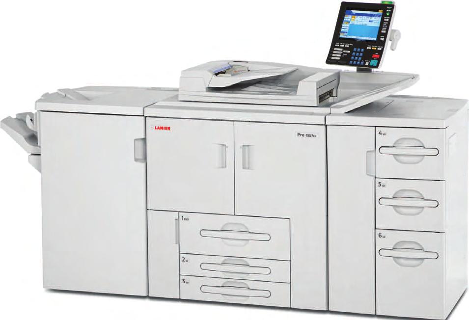 Designed to run without interruption, the LANIER Pro 907EX/1107EX/1357EX ensure maximum uptime for high-volume copying, printing and scanning.