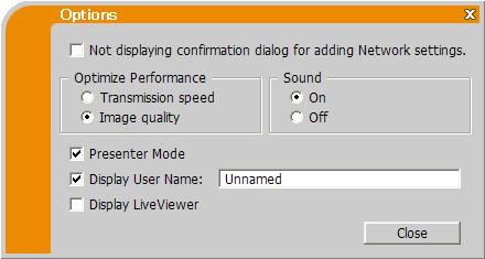 4.4 Option menu Clicking the option button displays the option menu on screen. 1) 2) 4) 5) 6) 1) 3) 2) 4) 5) 6) Fig. 4.c Option menu of Projector Models Group: B Fig. 4.d Option menu of Projector Models Group: C 1) Not displaying confirmation dialog for adding Network settings.