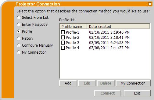 4.5 Profile data 4.5.1 Outline of Profile data The network setting to connect the projector and computer can be stored as a profile data.