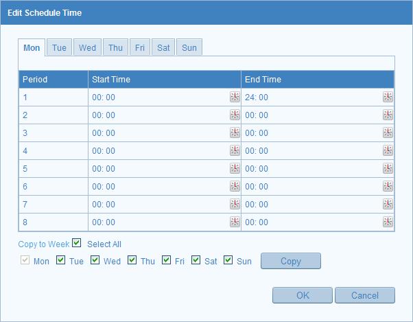 (3) Click to set the time period for the arming schedule.