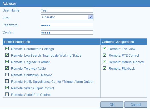 User Manual of Network Camera 66 Modify a User Figure 9-2 Add a User 1.