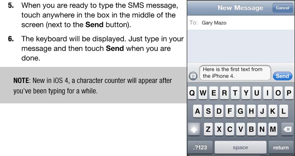 larger landscape keyboard for sending Text Messages.