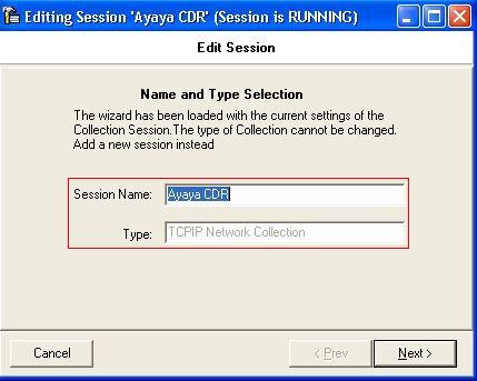 Enter any name in the Session Name field and select TCP/IP Network Collection for the Type field as