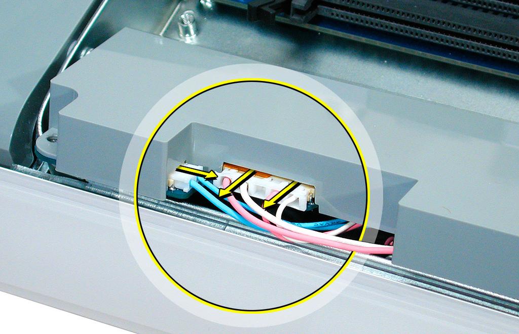 8. Rotate the computer clockwise so you see the inverter cables as shown below.