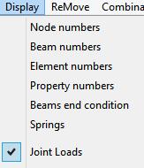 "Load suddenly removed" Define a horizontal load of 100 kn: Note: To display the load, set Joint loads" in