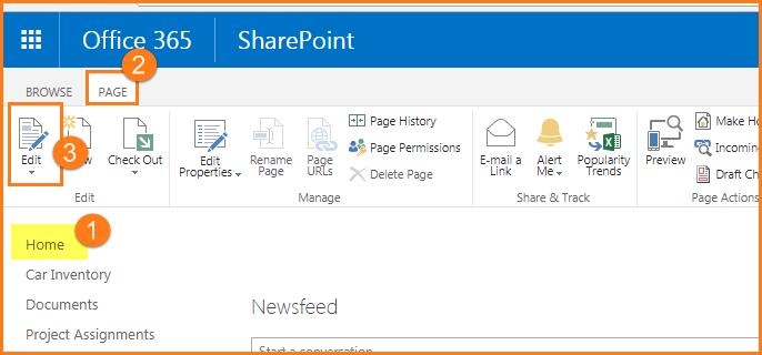 Click OK. Be careful not to remove your own permissions! Modify the Home Page The default SharePoint site contains a Home page that you can modify to fit your needs better.