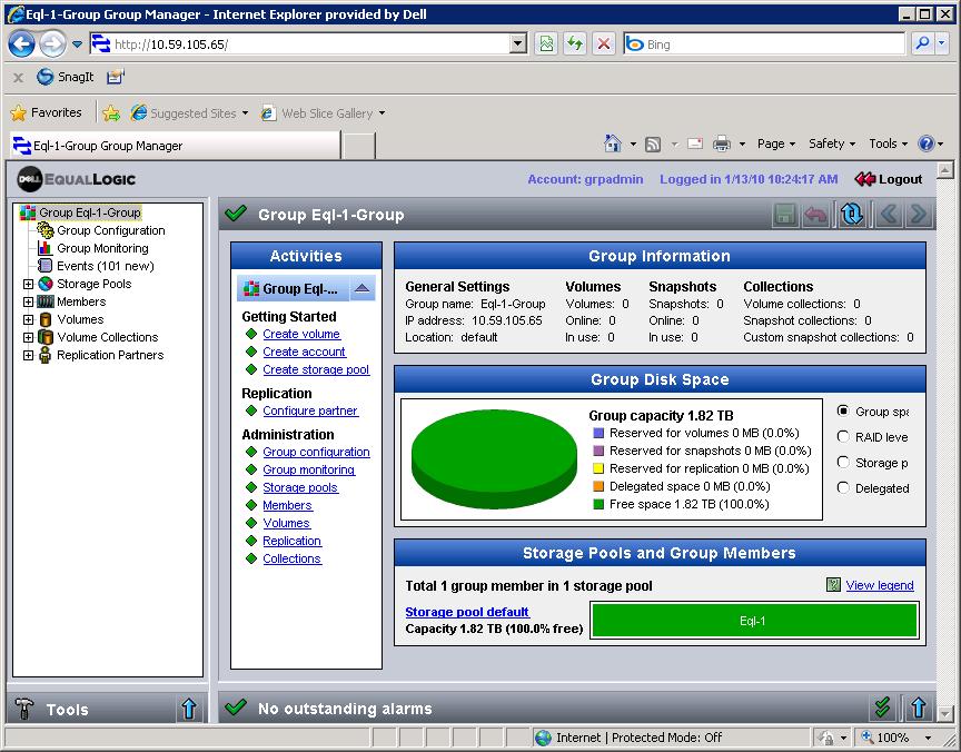Deploying the F5 ARX with Dell NX3000 and Microsoft Windows Storage Server 2008. Figure 7 Group Manager GUI Creating the Volumes In this section, we create the Volumes.
