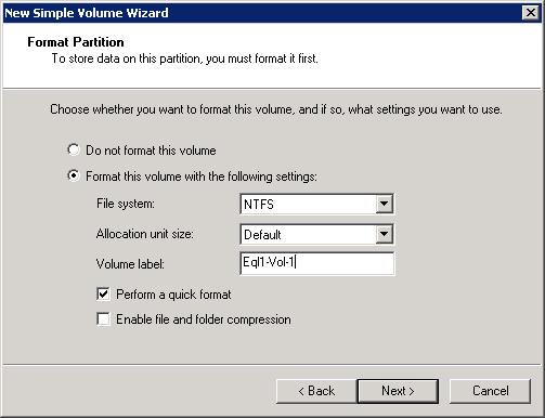 Deploying the F5 ARX with Dell NX3000 and Microsoft Windows Storage Server 2008 5. In the Simple volume size in MB box, type the disk size, or leave the default (the full disk size).