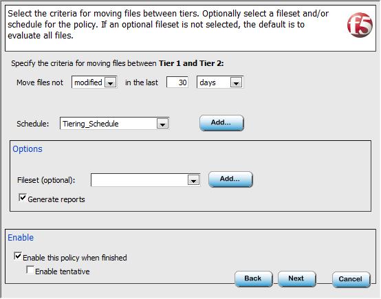 10. From the Move files not list, select Modified. In the In the last box, type a number and select a time period. In our example, we type 30 and select days from the list. 11.
