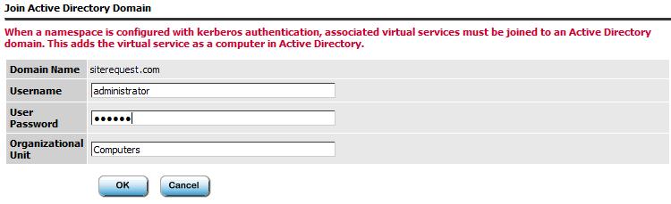 For Kerberos authentication the virtual service needs to join the Active Directory Domain. 17.