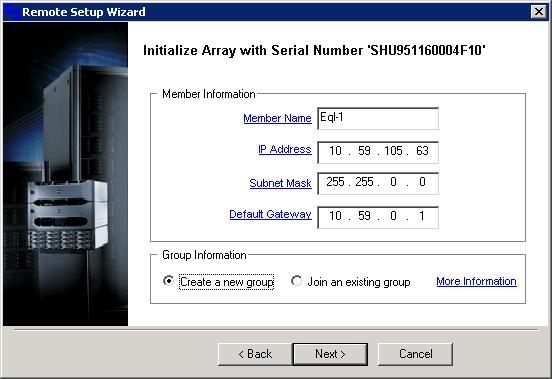 Figure 4 Array Initialization 5. On the Create a New Group screen, complete the following.