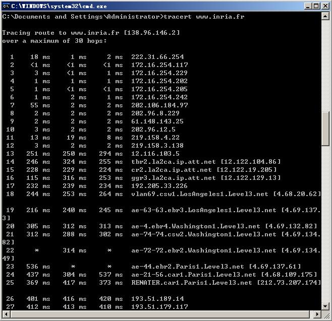 Figure 4 Command Prompt window displays the results of the Traceroute program. Figure 5 displays the Wireshark window for an ICMP packet returned by a router.