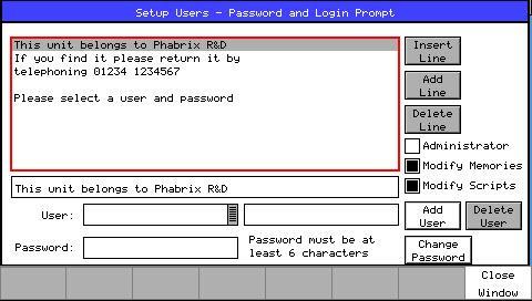 4. New user log-in Engineering departments can now set user defined names and passwords.