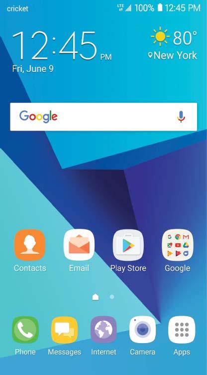 Home Screen Status bar App shortcuts Home screen indicator Learn About Your Device 19