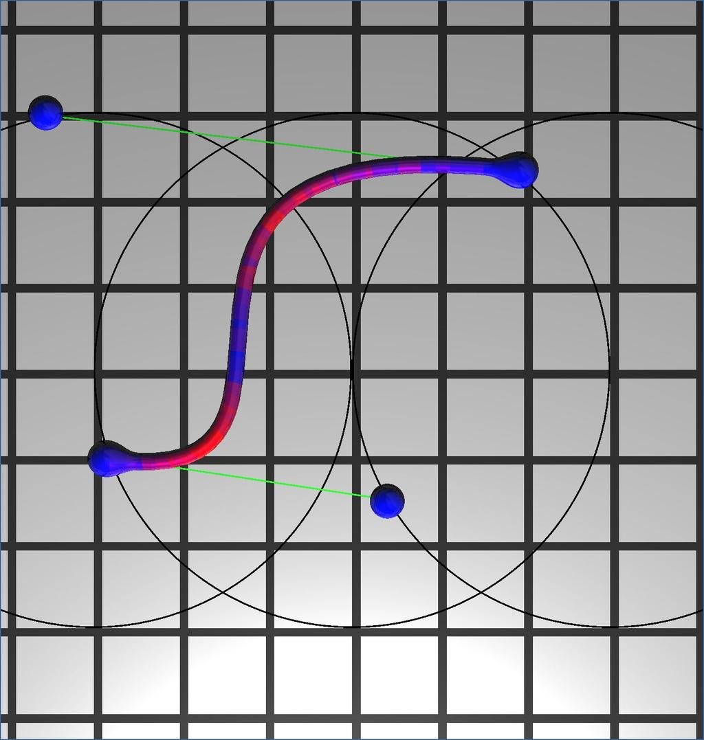 Drawing a Bezier cubic: Signed Distance Fields 1. Iterative implementation SDF(P) = min(distance from P to each of n line segments) In the demo, 50 steps suffices 2.