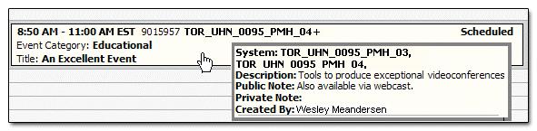 Using the Ncompass Calendar The top line of the event listing displays a maximum of one system name. If there are more systems involved a plus sign (+) appears beside the system name.