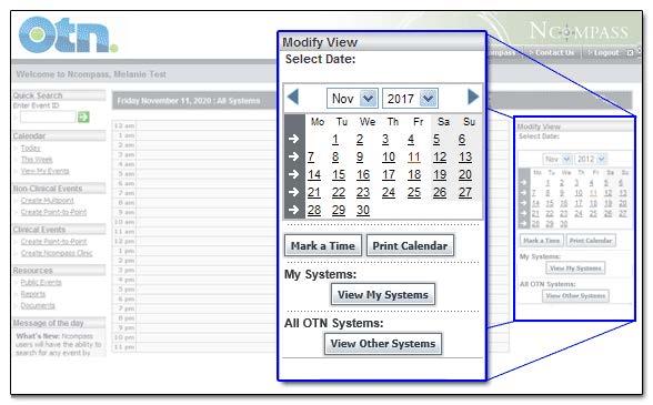 Using the Ncompass Calendar Modifying the Calendar View By default, your calendar shows activity occurring for the current day, for all the systems you re
