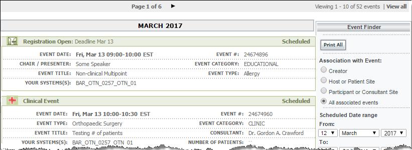Figure 46: View My Events link If a red circle with a number appears beside the View My Events link ( ), it means there are events that require an action.