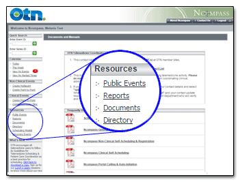 Resources: Public Events, Reports, and Documents The Ncompass Resources panel is where you can find links to information and reports