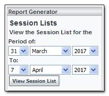 Resources: Public Events, Reports, and Documents Session Lists The Session Lists report generates a detailed list of events scheduled for a specified time and a specified set of systems.