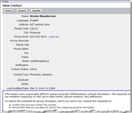 For instructions about performing a search, see Searching the Contact Registry on page 76. 1.
