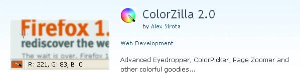 ColorZilla Webpage DOM Color Analyzer - analyze DOM element colors on any Web