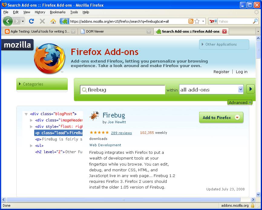 Firebug Firebug integrates with Firefox to put a wealth of development tools at your fingertips while you browse. You can edit, debug, and monitor CSS, HTML, and JavaScript live in any web page.