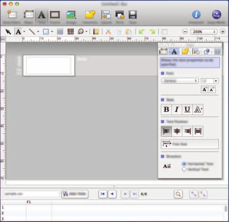 Používanie programu P-touch Editor Prevádzkové režimy 9 Režim Standard Tento režim poskytuje jednoduchú tvorbu štítkov s textom a obrázkami.