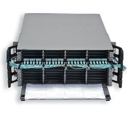 Pretium EDGE Solutions Housings Pretium EDGE 4U housing holds up to 48 LC modules (288 ports = 576 fibres) or 48 MTP adapter panels (192 MTPs (12f) = 2304 fibres) Pretium EDGE 1U housing holds up to