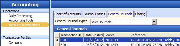 6. Click on the General Journals tab Option 2: 3. From the Desktop, click on Accounting > Operations > Account Transactions 4.