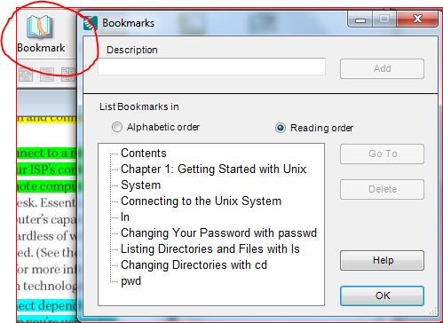 STUDY SKILLS: BOOKMARKS TO ADD A BOOKMARK TO A DOCUMENT: 1. Click in the place you want to add a bookmark, or select the text you want to use as the bookmark description. 2.