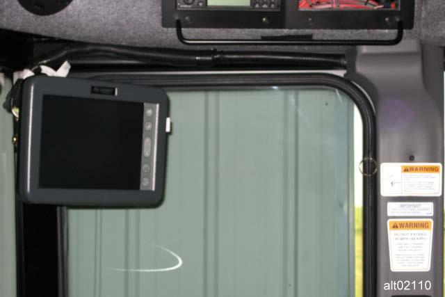 6. Route the Display Cable along the cab brace above the right side window over to the Ag Leader Display, secure with zip ties as necessary.