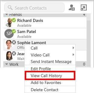 X-Lite opens the history panel with all calls from the contact listed. Deleting a call entry You can delete a single call entry or all calls in the call history.