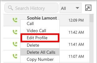 Call history Add or edit contacts X-Lite deletes the call or calls. Add or edit contacts You can add a new contact or edit contact information for an entry in the call history. 1.